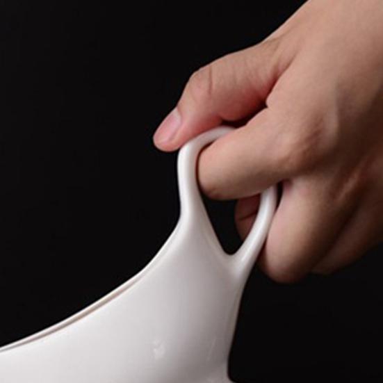 Белый керамический соусник-соусник с большим носиком для заливки, нескользящий нижний дозатор для заправок для салатов с подливой