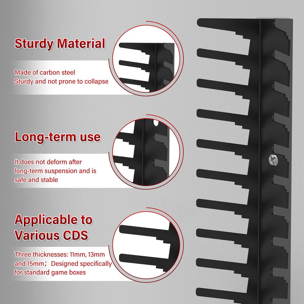 4 шт. Держатель для хранения видеоигр из углеродистой стали, Органайзер для игровых кейсов, Настенная полка для DVD-дисков для CD DVD
