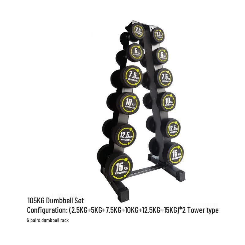 Professional Rubber Coated Steel Fixed Dumbbell Set with Rack