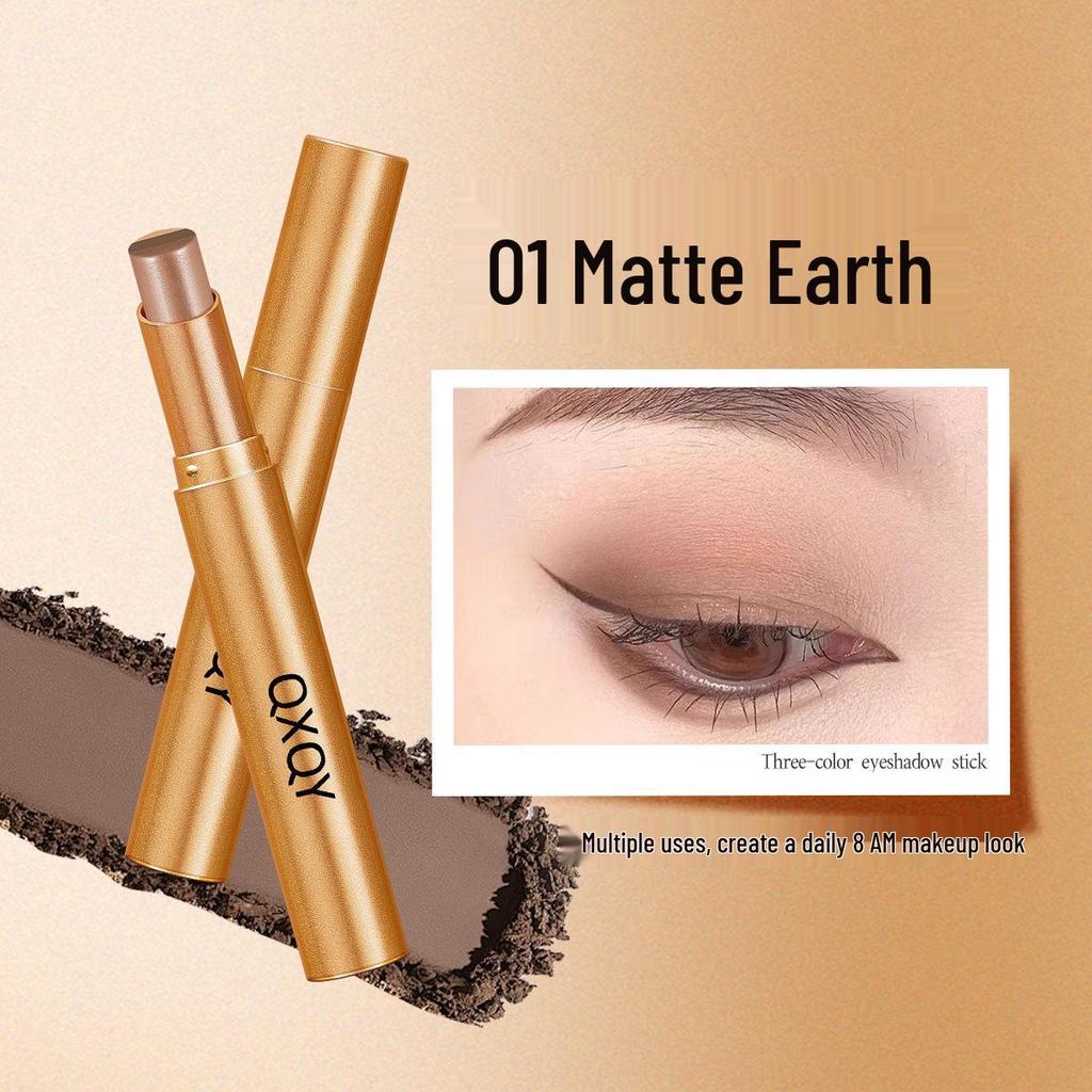 YZS Radiant Eyes 3-Color Glitter Eyeshadow Stick - Beginner-Friendly, Long-Lasting Highlighter Gradient.