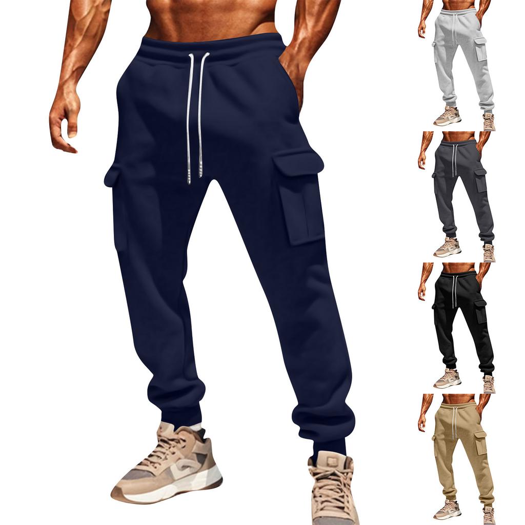 Men's Overalls Drawstring Multi Pocket Casual Pants Hiking Pants Cotton Twill Pants