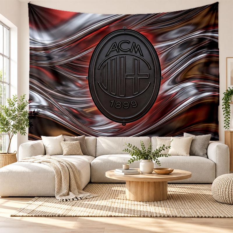 AC Milan Wall Tapestry, Soft Fabric Wall Hanging, Decorative Backdrop For Bedroom Home Wall Art