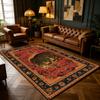 Red Retro Leopard Print Living Room Luxury Carpet Decoration Bedroom Antiskid Washable Oriental Rug Soft Fluffy Office Table Mat