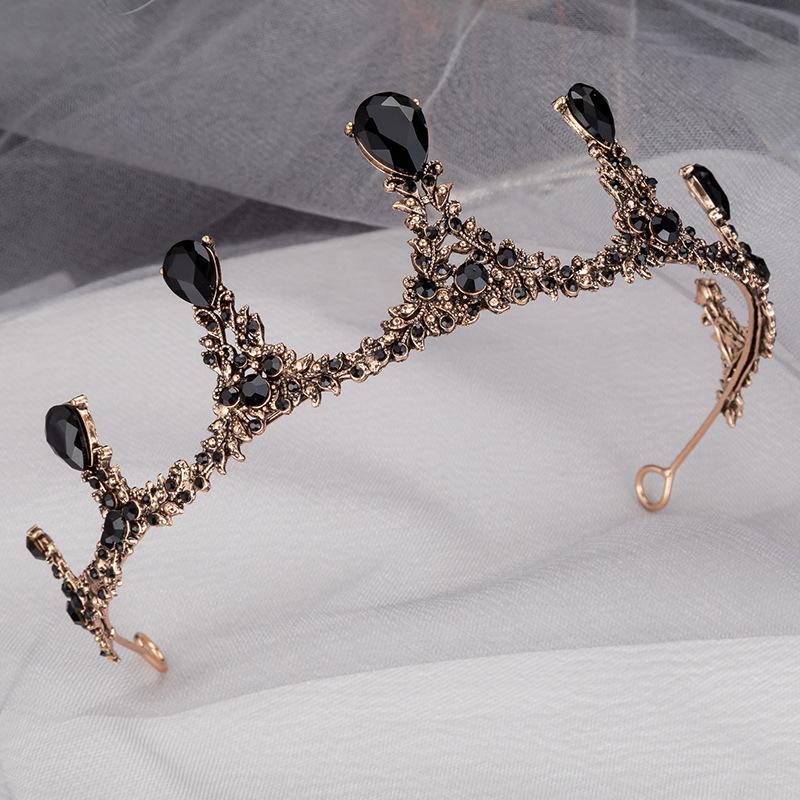 Свадебная корона в стиле барокко, новая ретро черная тиара, свадебное платье, свадебные аксессуары для волос, корона королевы на день рождения для взрослых