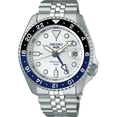 Мужской SBSC017 (5SPORTS SKX Sports Style MechanicalGMT Мужской металлический браслет) Круглые часы, серебро