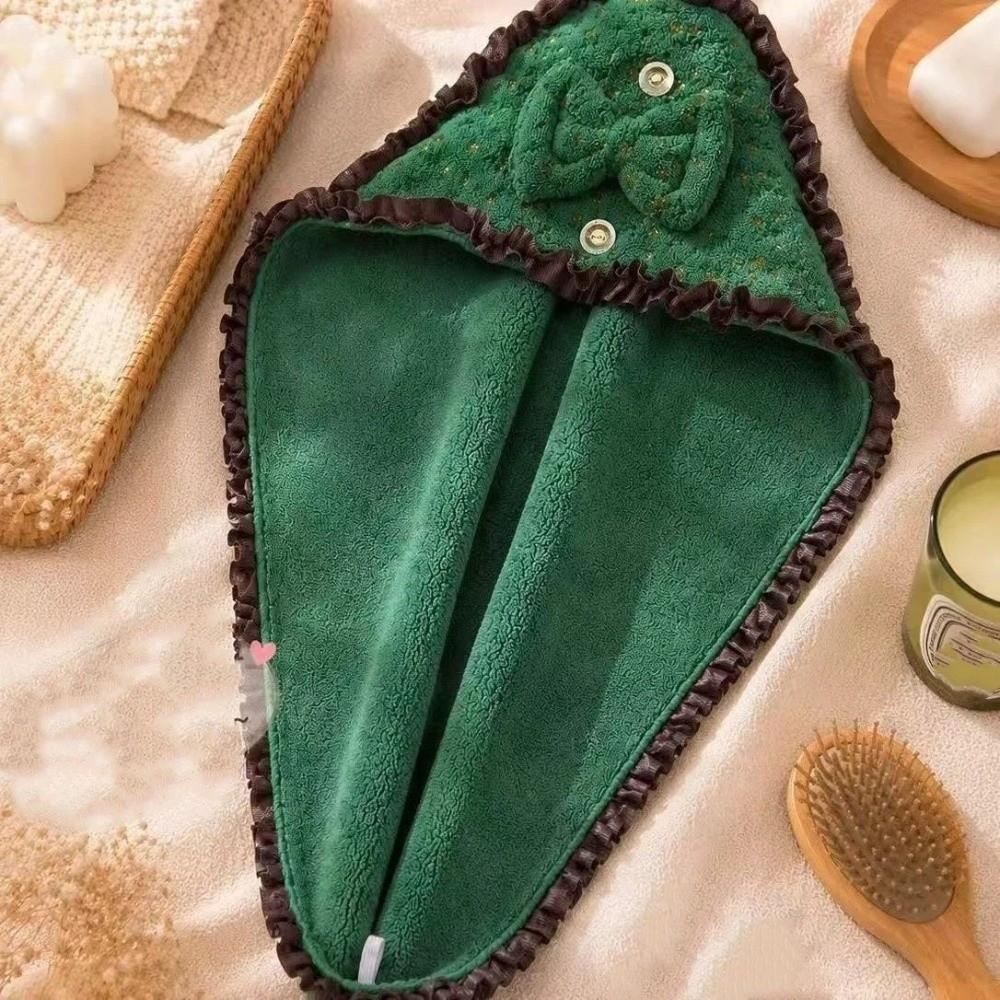 Floral Print Super Absorbent Dry Hair Cap Coral Fleece Towel Cap Creative Hair Towel Wrap Bathroom