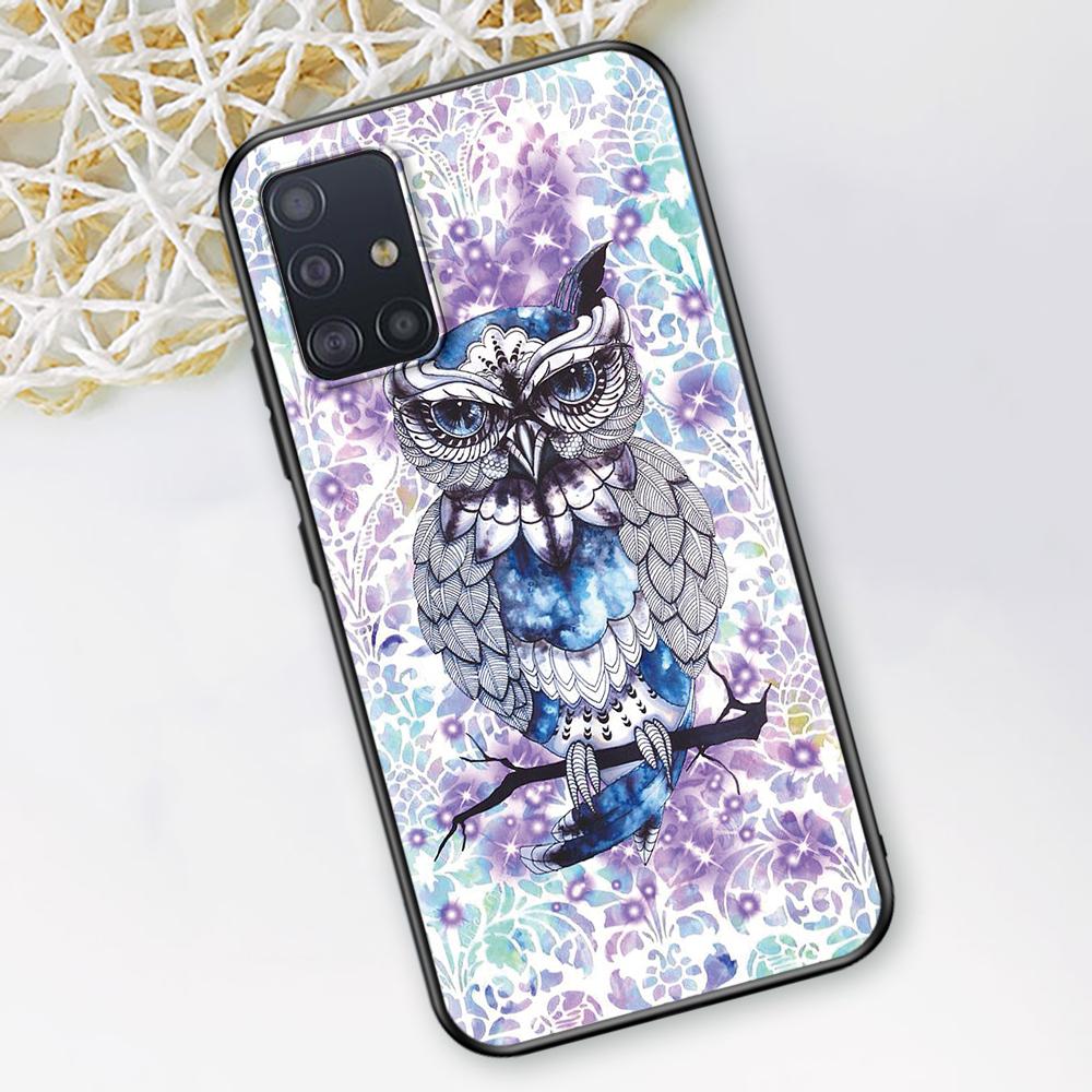 Прекрасный чехол с совой для Samsung Galaxy A51 A12 A21s A71 A52 A31 A32 A02s A72 A11 A41 A22 A01 A42 A91 Черный мягкий чехол для телефона