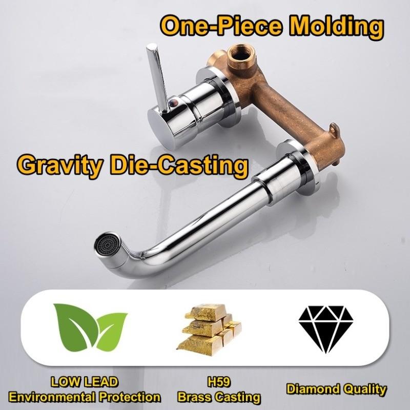 Смеситель для раковины в ванной комнате скрытого монтажа настенный кран для воды вращение на 360° однорычажный горячей и холодной воды смеситель для ванны