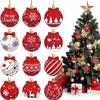 12pcs Christmas Gift Decoration Wooden Xmas Ball Pendant Christmas Tree Hanging Home Room Decor Outdoor Accessories