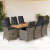 VidaXL Garden Bistro Set 9 Pcs Grey Cushions Poly Rattan, Garden Bistro Set, Balcony Set, 3276892