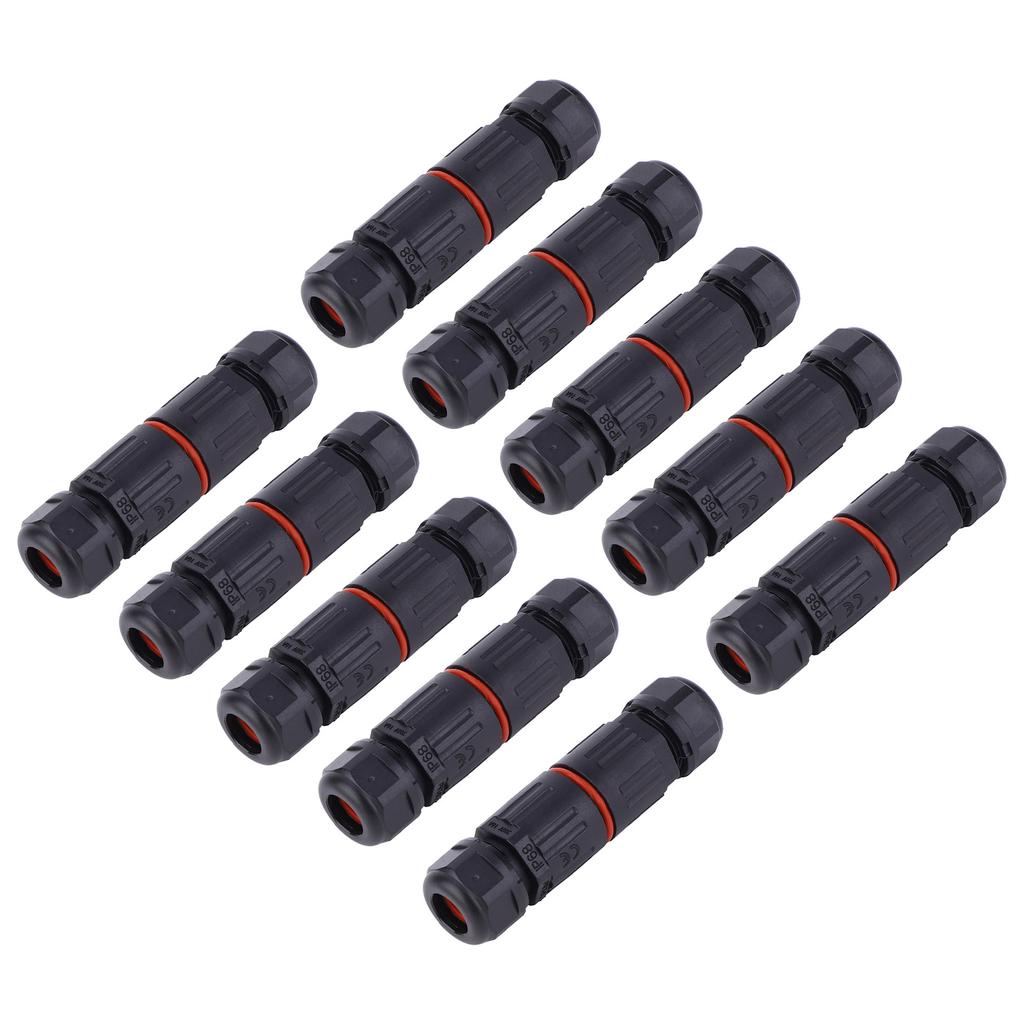 10PCS IP68 Waterproof Electrical Wire Cable 3Pin Connector Outdoor Plug Socket 0.5mm² 2.0mm²