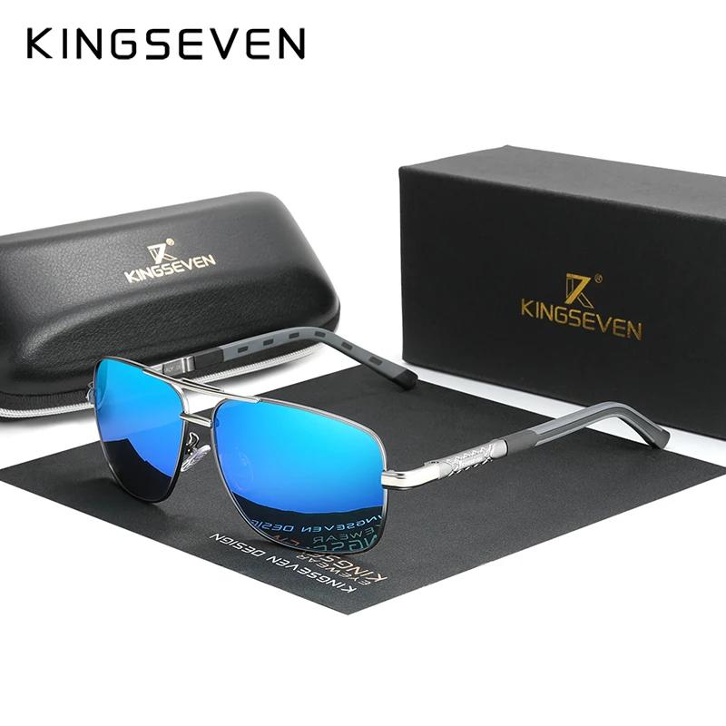KINGSEVEN Алюминиевые Солнцезащитные Очки Мужские/Женские Поляризационные UV400 Модные Солнцезащитные Очки Классические Прямоугольные для Вождения Деловые Очки
