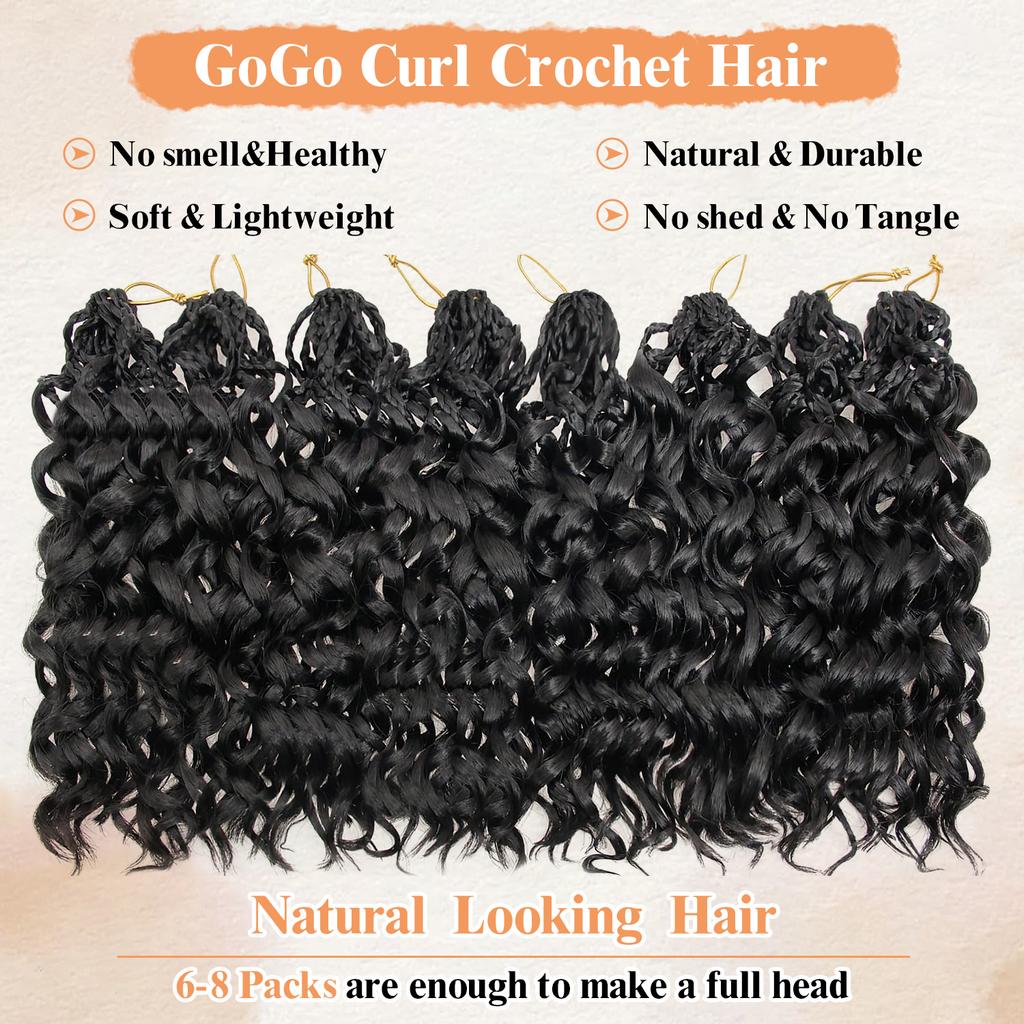 Коробка Gogo Curl Crochet Hair для черных женщин, с петлями, короткие, океанская волна, crochet hair, водная волна, пляжный curl, crochet braiding hair