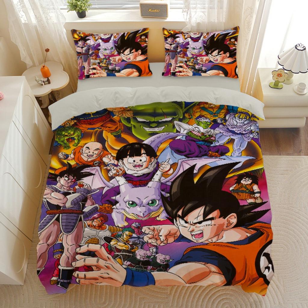 Japanese Anime Dragon Ball Bedding Set Goku Super Saiyan Duvet Cover Pillowcase 2/3pcs 3D Prints for Teens Quilt Cover