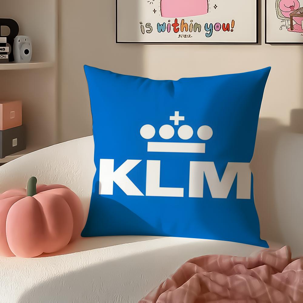 Netherlands Klm RRoyal Dutch Airlines Cushion Cover Pillowcase Short Plush Invisible zipper Room Sofa Cushion Cover