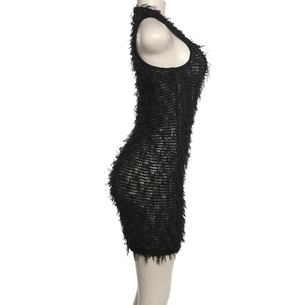 Новое женское облегающее платье без рукавов в полоску на молнии для вечеринки, вечернее клубное мини-платье