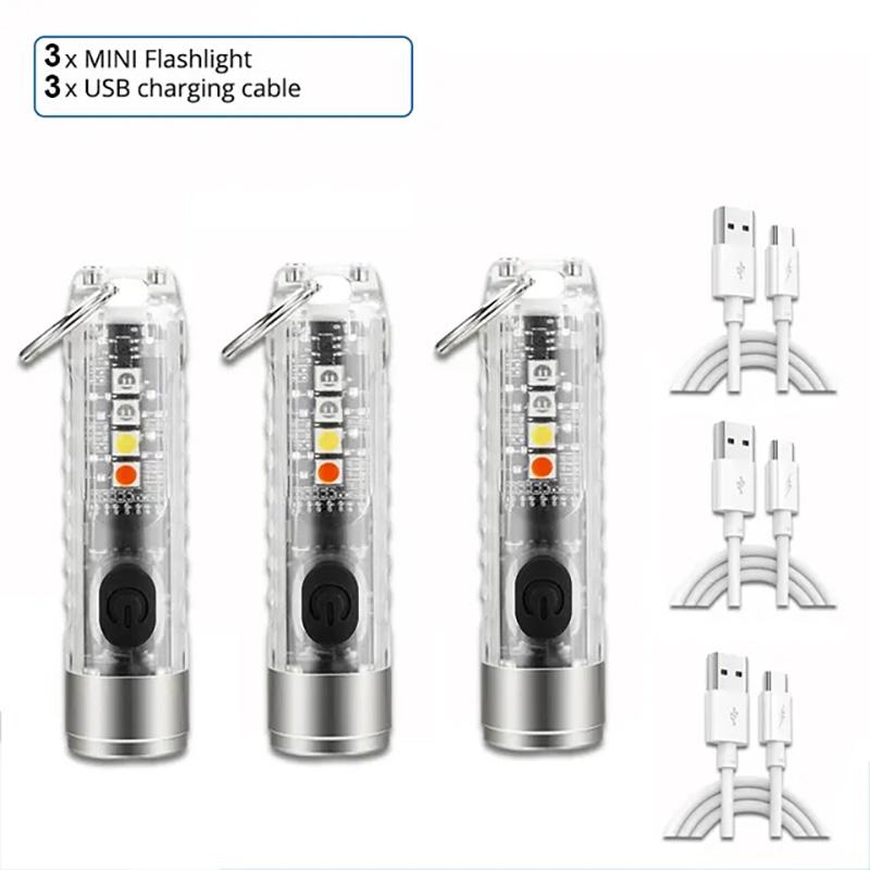 Многофункциональный мини светодиодный фонарик EDC, портативный брелок, MagneticTorch, УФ-лампа с зарядкой от USB, аварийный фонарь для кемпинга