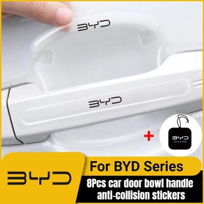8 шт. Автомобильные наклейки против царапин на ручки дверных чаш для BYD Atto 3 EV Yuan Plus Song Plus Dmi Dolphin Seal Tang Han Qin F3 E6 Act