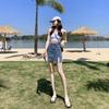 New Summer Blue Denim Short Skirt for Women with Tight Skin, Slim and Anti-exposure Short Skirt for Hip Slit