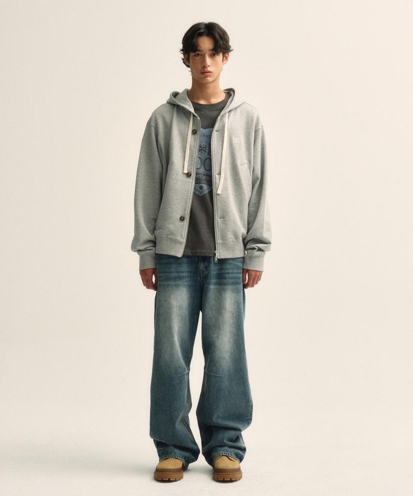 Худи на молнии Satur Theo Cotton All Day, меланжевый серый