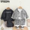 Boys' Retro Style Denim Long Sleeved Three Piece Set Spring Baby Boy Casual Pants Set Trendy