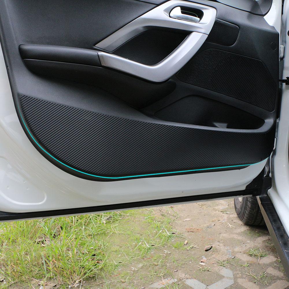 Car Inner Door Stickers for Peugeot 2008 2014 - 2018 4Pcs Carbon Fiber Anti-kick Sticker Door Protector Interior Accessories