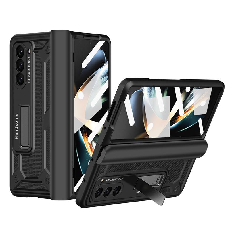 Для Samsung Galaxy Z Fold 5 4 3 2 5G Бронированный шарнир Скрытый кронштейн Чехол-бампер из ПК Пленка-защита экрана Ударопрочный защитный чехол