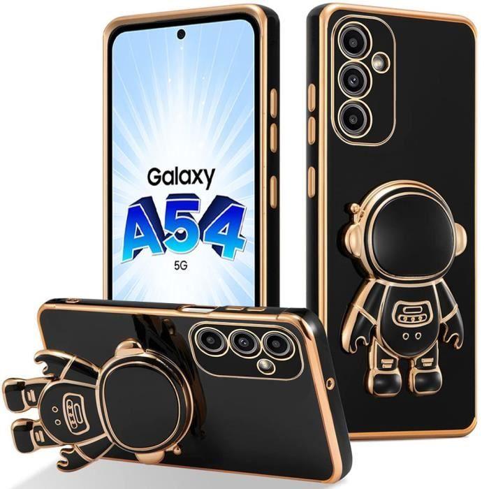 Coque de protection - BOOLING - pour Samsung Galaxy A54 5G - Silicone Noir - Support Astronaute - Motif Space Man