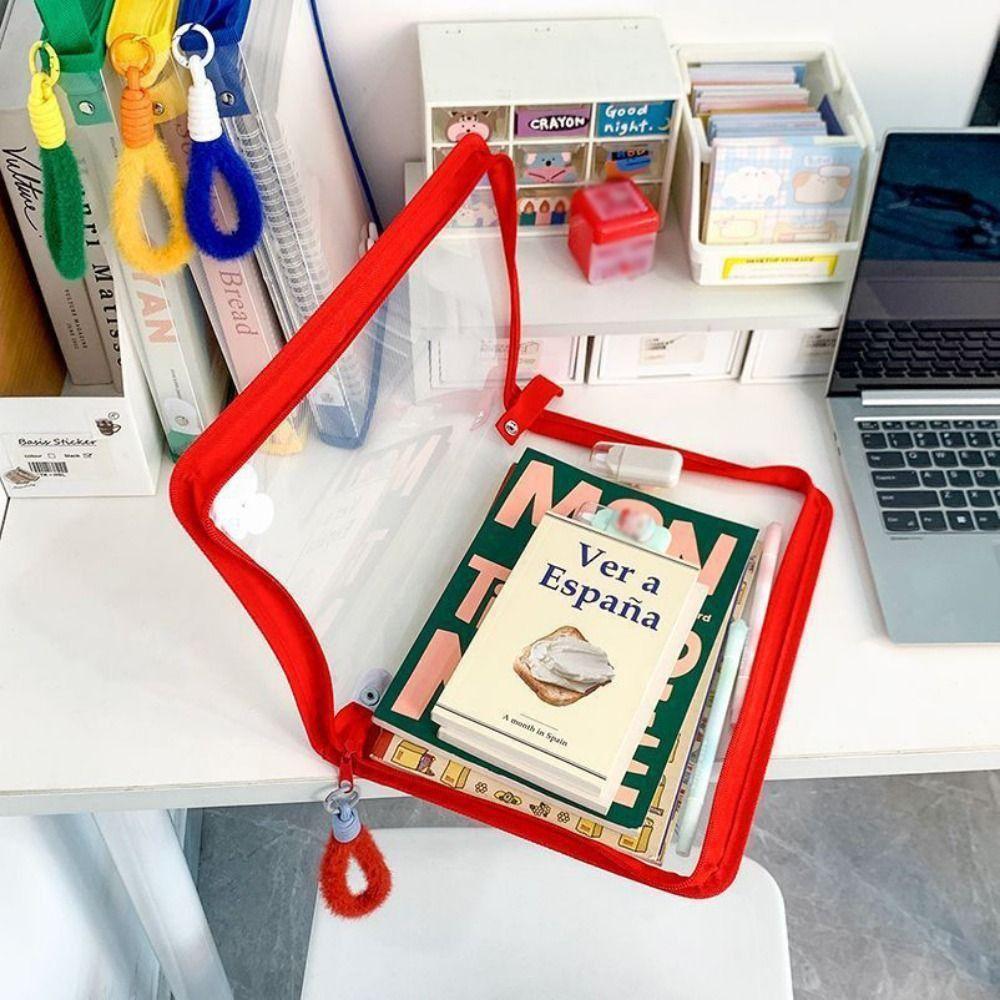 Прозрачная сумка-органайзер для хранения, полипропиленовые пакеты для файлов, милый держатель для канцелярских товаров