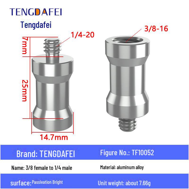 Адаптер для штатива с креплением на стойку для освещения и поворота камеры с резьбой 1/4" на 3/8" на M4/M5/M6/M8