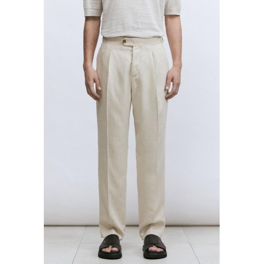 H M Linen Blend Suit Pants Regular Fit ligHt Beige
