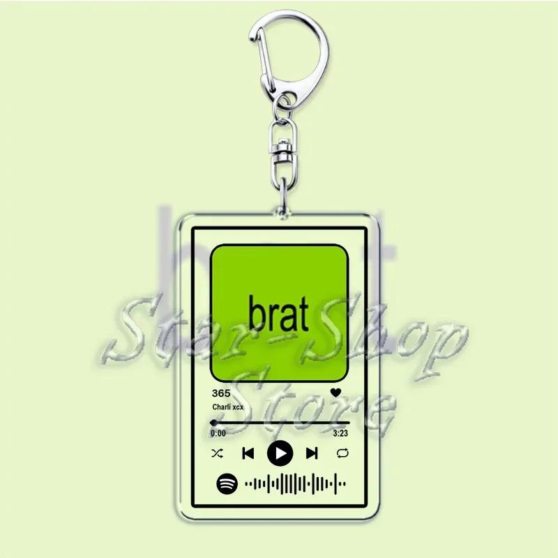 Музыка Charli XCX Альбом Brat Брелоки Горячие Песни Плейлист Подвеска Брелок для Аксессуаров Сумка Кольцо Брелок Украшения Подарки для Фанатов