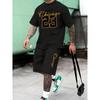 New Men's 3D Printed T-shirt Set Harajuku Fashion T-shirt Short-sleeved + Shorts Two Sets Plus Size Leisure Sports Suit