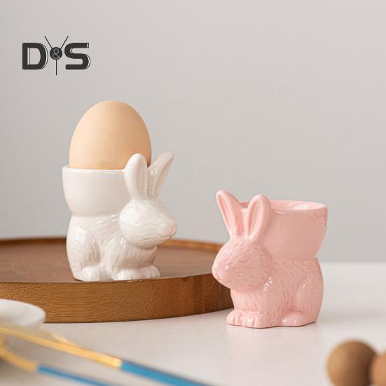 Ceramic Rabbit Egg Cup Bunny Egg Holder Breakfast Table Decor Egg Stand for Soft Boiled Egg Kitchen Utensils Easter Decoration