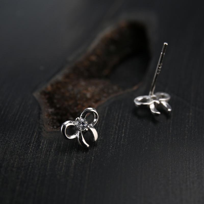 Sweet Bow Earrings Zircon Earrings  Small and Elegant  Simple Design  Girly Earrings