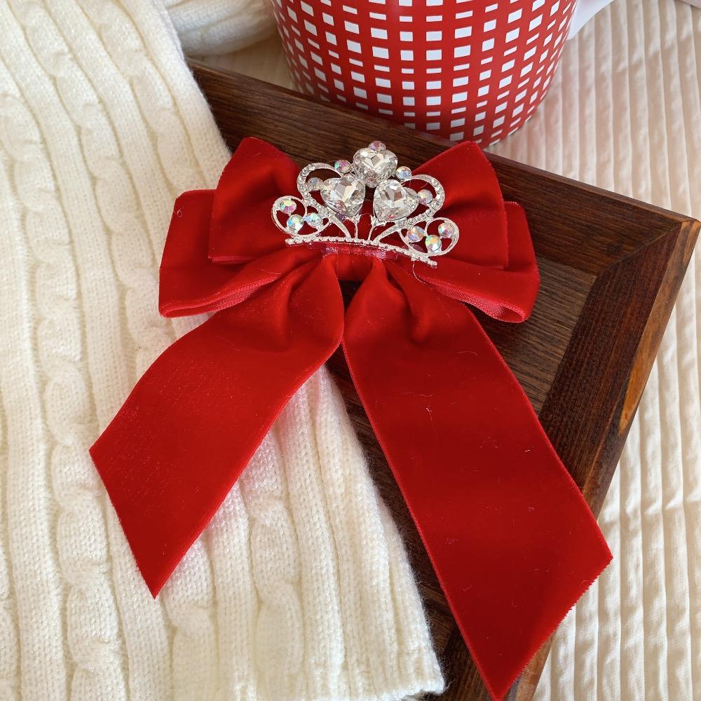 Crown Velvet Red Bow Hairpin Cloth Hanfu Hair Sticks All-match Ancient Style Hairpin  Children