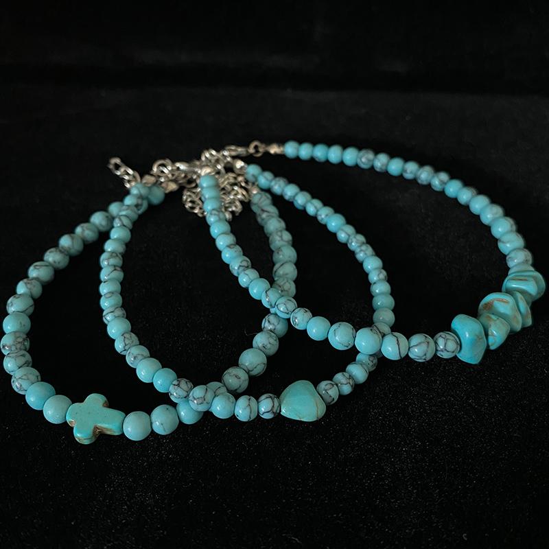 Лидер продаж 4 мм бирюзовый крест кулон браслет религиозные христианские эластичные браслеты ювелирные изделия