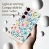 For Samsung Galaxy S25 FE Case Blue Pink Flowers Pattern Printing Straight Edge TPU Phone Back Cover