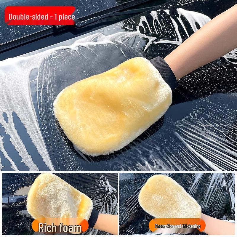 Плюшевые шерстяные шенилловые перчатки для мойки автомобиля - Дизайн 'Медвежья лапа', Безопасны для лакокрасочного покрытия, Идеальны для мытья и воскования