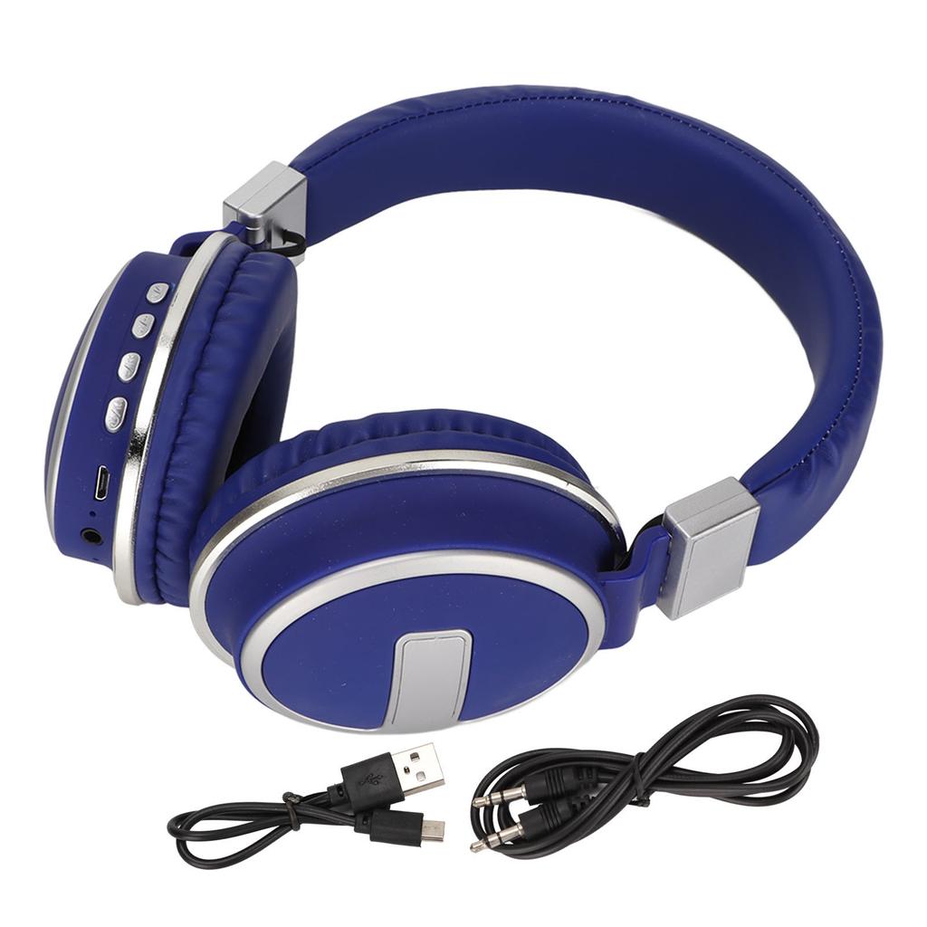 LX‑510BT Bluetooth Headset Folding Plug In Comfortable Leather Ear Cups Music Headphones for PC Phone Blue