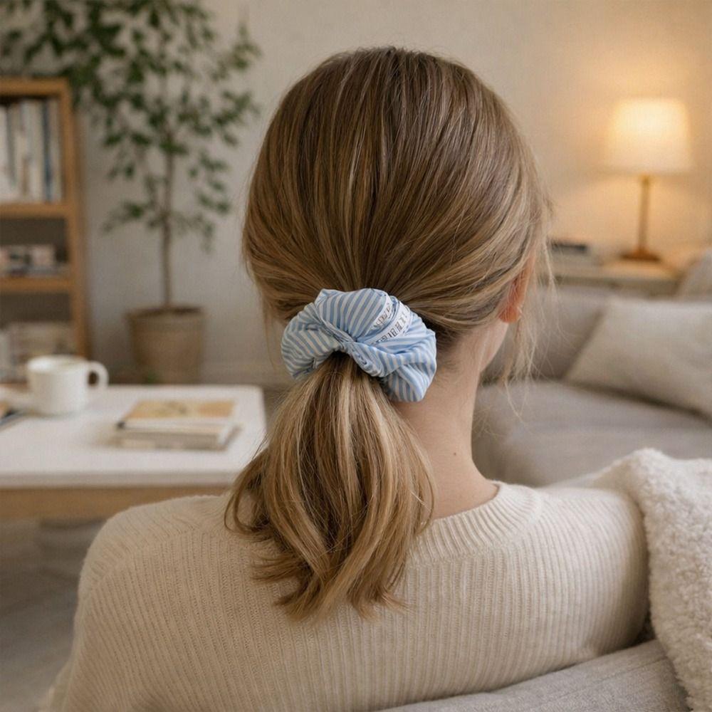 Stripe Hair Band Blue Scrunchie Elastic New Hair Tie Ring Hair Accessories