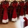 Christmas Velvet Chair Sashes 11.8" X 29.5" Burgundy Chair Bows Tie Back for for Christmas Banquet Wedding Birthday Party Dining Room Decoration