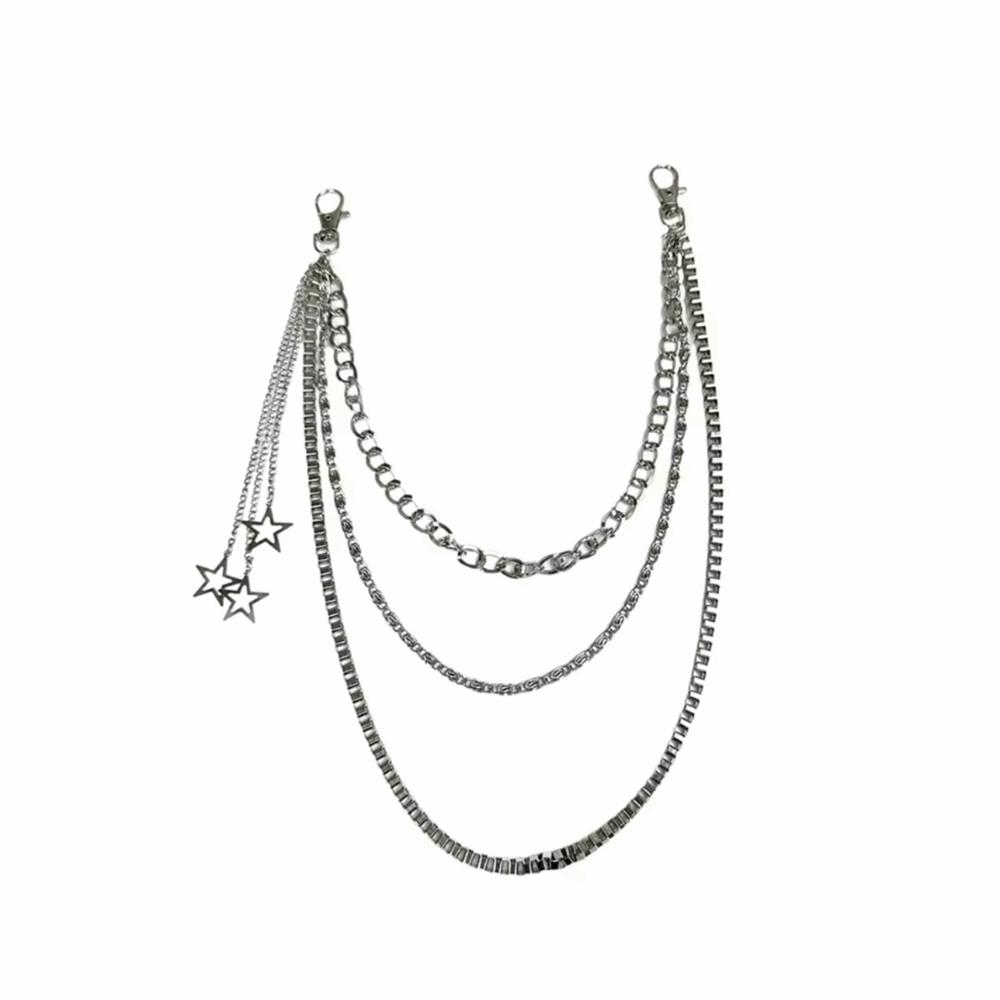 Three Layers Star Pendant Pants Chain Tassel Punk Waist Chain Fashion Hip Hop Chain Rock