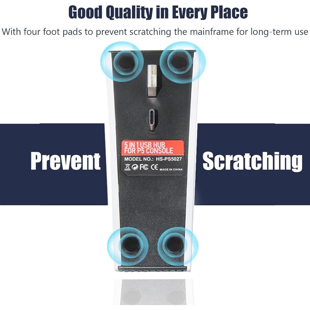 USB C Hub, USB Hub 5 в 1, высокоскоростной адаптер расширения с портами USB3.0 Type C для консоли PS5, поддержка 4 портов вывода данных USB