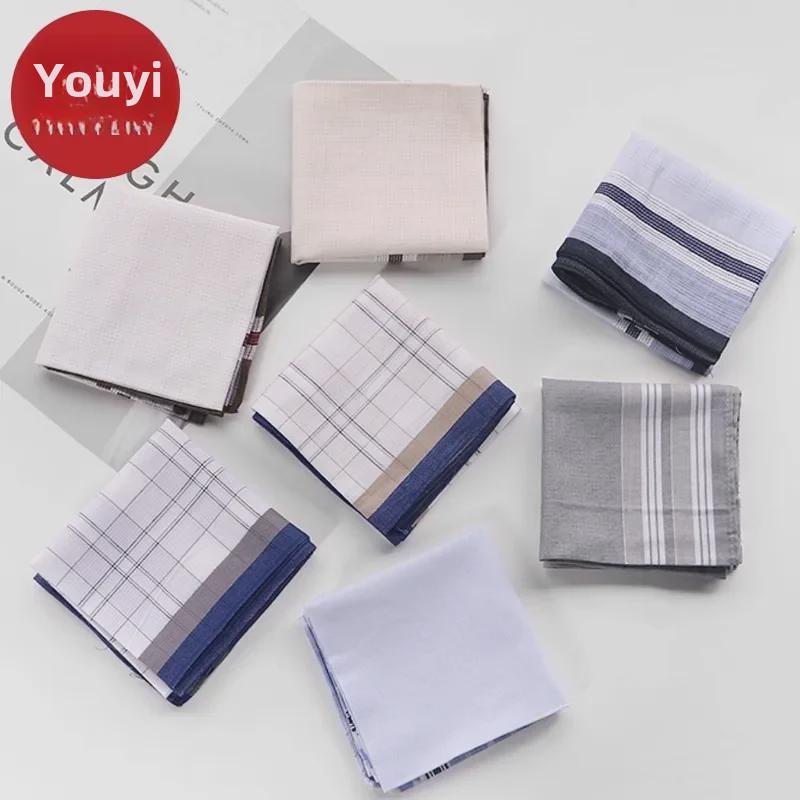 "Free Shipping: A1V Men's Nostalgic Sweat-Absorbent Plaid Handkerchief – Classic and Portable."