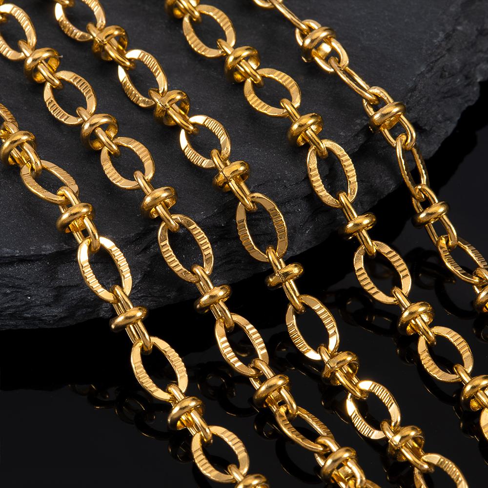 2M Stainless Steel Embossed Radial Grain Link Chain Metal Beads Steel Color Chains Jewelry Making DIY Bracelet Necklace Material