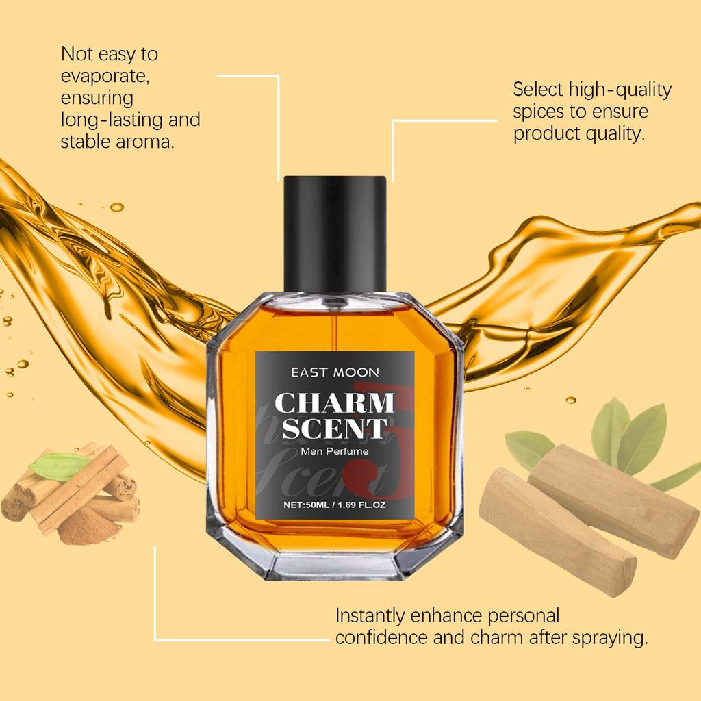Men's Whiskey Scented Perfume 50ml Long-lasting Light Woody Fragrance Exquisite Bottle Design Radiates Charm