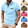 New Men's Casual POLO Shirt Chest False Pockets Lapel Buttons Business T-shirt Tops Male