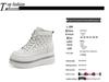 Women's White Rhinestone Print Height-Boosting Platform Sneakers