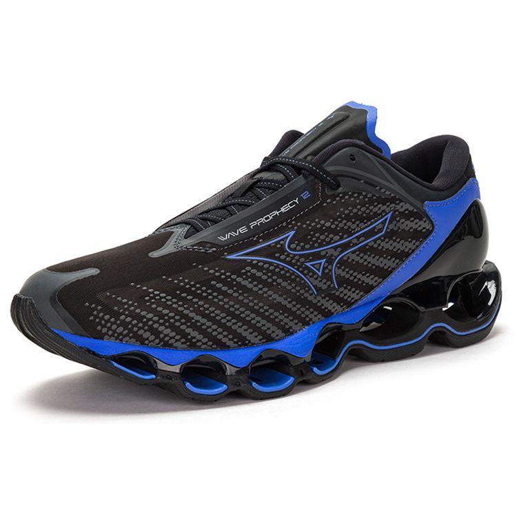 Mizuno Wave Prophecy 12S Унисекс Низкие Черно-Сине-Серые Беговые Кроссовки Комфорт Спорт Амортизация Нескользящие Износостойкие и Дышащие J1GC230006